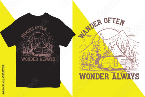 Camping t-shirt design Vector , camping t-shirt design ideas Tamplate, Typography camping t-shirts for family, A design for a tshirt or an illustration of forest and tent