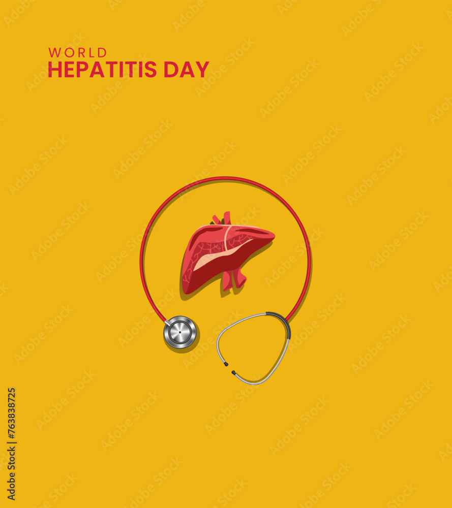 World Hepatitis Day, heart, ribbon icon,Creative design for social media. 3D illustration World Hepatitis Day, heart, ribbon icon,Creative design for social media. 3D illustration