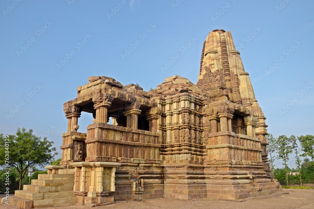 Beautiful temple adorned with sculptures and surrounded by peaceful nature., Duladeo Shiva Temple - Khajuraho - Madhya Pradesh - India