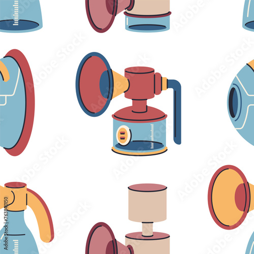 Breast pumps vector cartoon seamless pattern background for wallpaper, wrapping, packing, and backdrop.