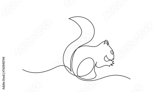 Continuous line drawing of a squirrel for company logo identity.Squirrel one-line icon. single line drawing with a cute squirrel logo and business concept.vector illustration.