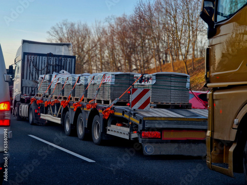 overloaded trucks are checked by customs officers by weighing. Fines are high for exceeding the permitted weight of a load of concrete paving pallets