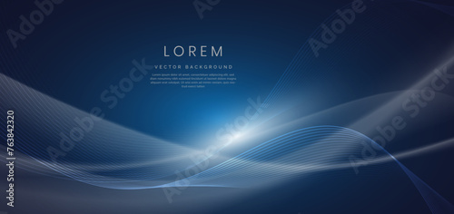 Abstract light blue wave lines on dark blue background. You can use for ad, poster, template, business presentation.