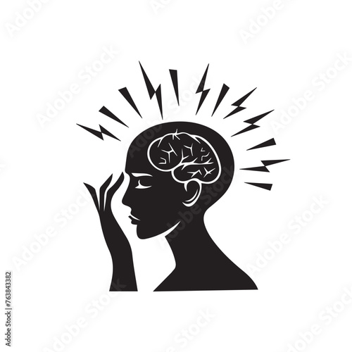 Headache in cartoon, doodle style . Image for t-shirt, web, mobile apps and ui. Isolated 2d vector illustration in logo, icon, sketch style, Eps 10, black and white. AI Generative