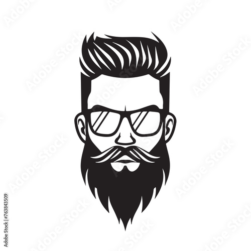 Bearded Man in cartoon, doodle style . Image for t-shirt, web, mobile apps and ui. Isolated 2d vector illustration in logo, icon, sketch style, Eps 10, black and white. AI Generative © Anton