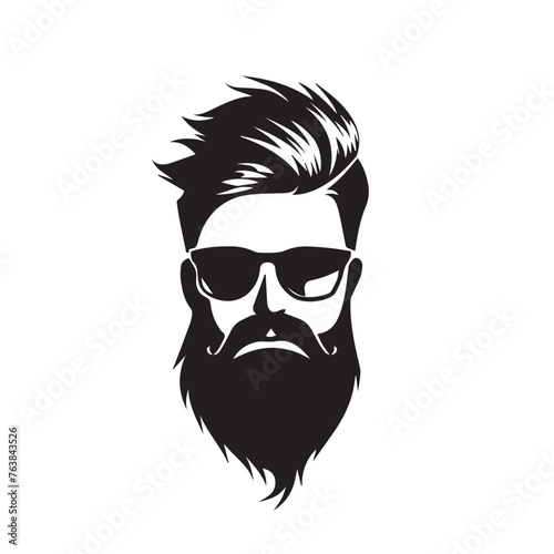 Bearded Man in cartoon, doodle style . Image for t-shirt, web, mobile apps and ui. Isolated 2d vector illustration in logo, icon, sketch style, Eps 10, black and white. AI Generative