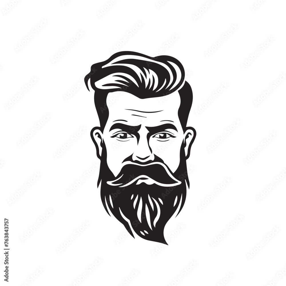 Bearded Man in cartoon, doodle style . Image for t-shirt, web, mobile apps and ui. Isolated 2d vector illustration in logo, icon, sketch style, Eps 10, black and white. AI Generative