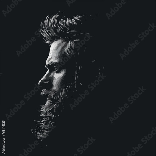 Bearded Man in cartoon, doodle style. Image for t-shirt, web, mobile apps and ui. Isolated 2d vector illustration in logo, icon, sketch style, Eps 10. AI Generative