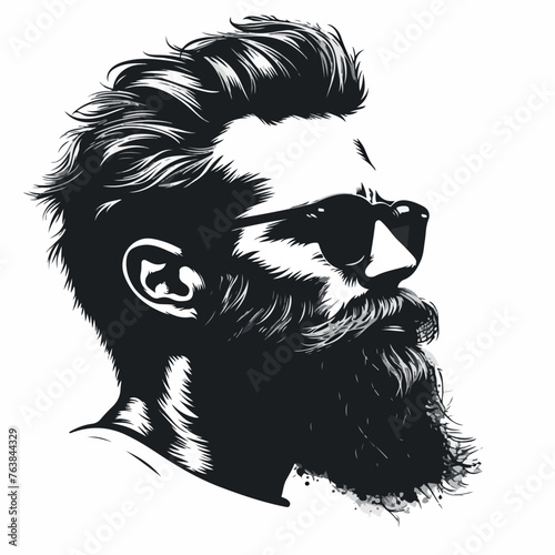 Bearded Man in cartoon, doodle style. Image for t-shirt, web, mobile apps and ui. Isolated 2d vector illustration in logo, icon, sketch style, Eps 10. AI Generative