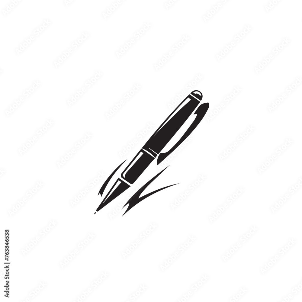 Pen in cartoon, doodle style . Image for t-shirt, web, mobile apps and ui. Isolated 2d vector illustration in logo, icon, sketch style, Eps 10, black and white. AI Generative