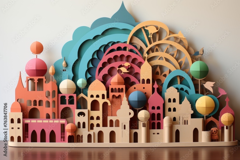 layered paper cutout islamic greeting card for Ramadan kareem or ied mubarak background layered paper cutout islamic greeting card for Ramadan kareem or ied mubarak background