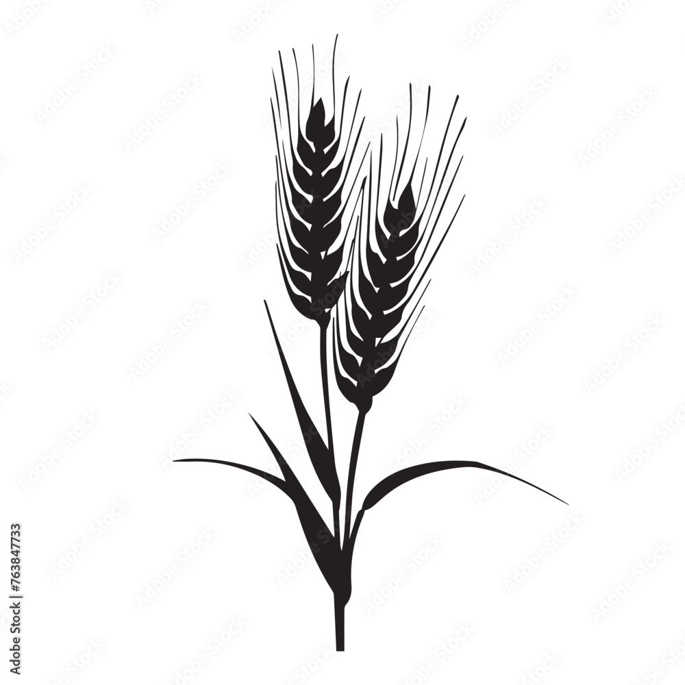 Wheat in cartoon, doodle style . Image for t-shirt, web, mobile apps and ui. Isolated 2d vector illustration in logo, icon, sketch style, Eps 10, black and white. AI Generative