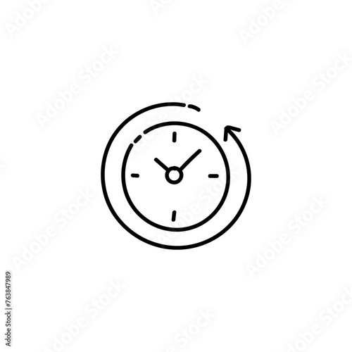 Hand Drawn flat icon for back in time clock