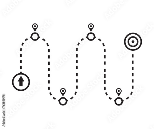 Product roadmap or project development road mapping  vector icon in line art for apps and websites. Vector Illustration.
