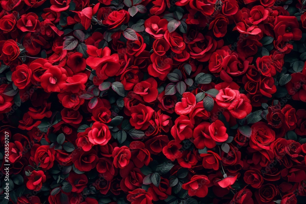 Background of red roses. - obrazy, fototapety, plakaty 