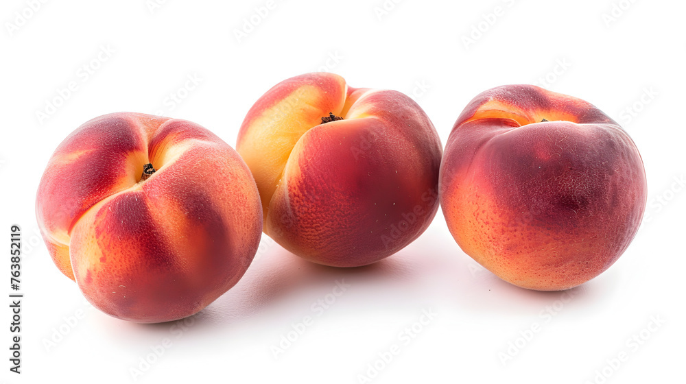 Peaches on the white isolated background
