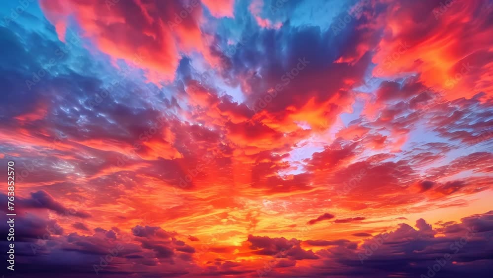 Colorful and vibrant majestic sunset cloudscape with fluffy pink and orange clouds. Creating a peaceful atmosphere in nature during dusk. Breathtaking sunset with vibrant clouds and warm sunlight Colorful and vibrant majestic sunset cloudscape with fluffy pink and orange clouds. Creating a peaceful atmosphere in nature during dusk. Breathtaking sunset with vibrant clouds and warm sunlight