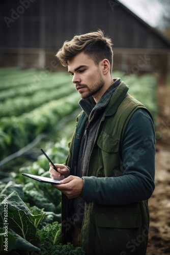 shot of a young man using a digital tablet at an agricultural farm