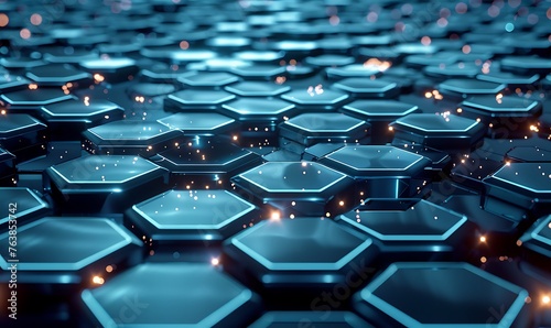 Hexagonal Cybersecurity  Futuristic Network Technology