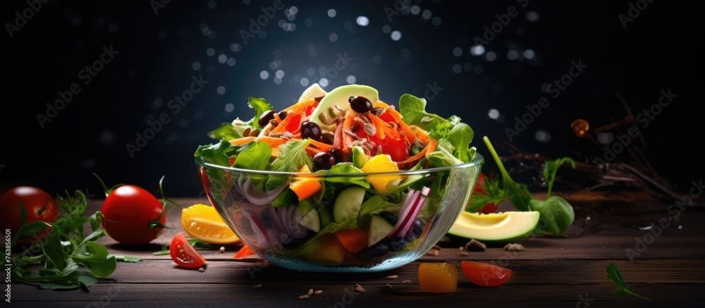 Vegetable and fruit salad in a bowl