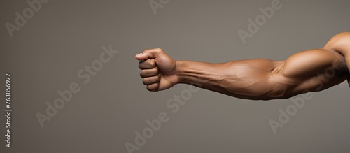 A man's arm extended photo