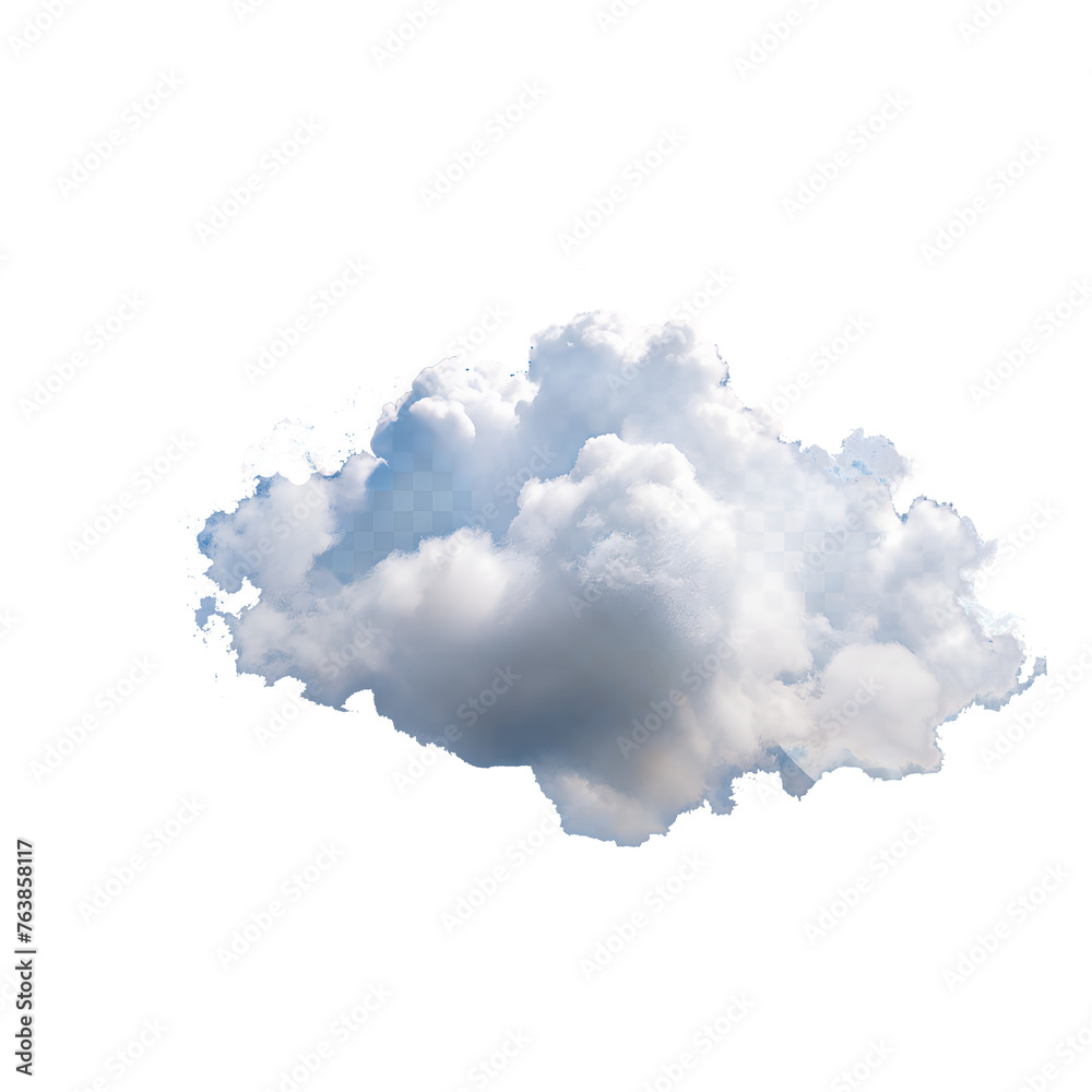 Realistic white soft clouds panorama cut out transparent backgrounds 3d render.