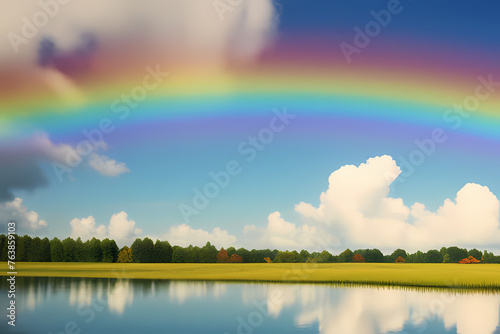 rainbow over the river  generative ai