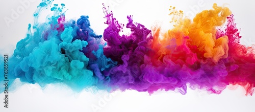 Colorful ink cloud floating close-up