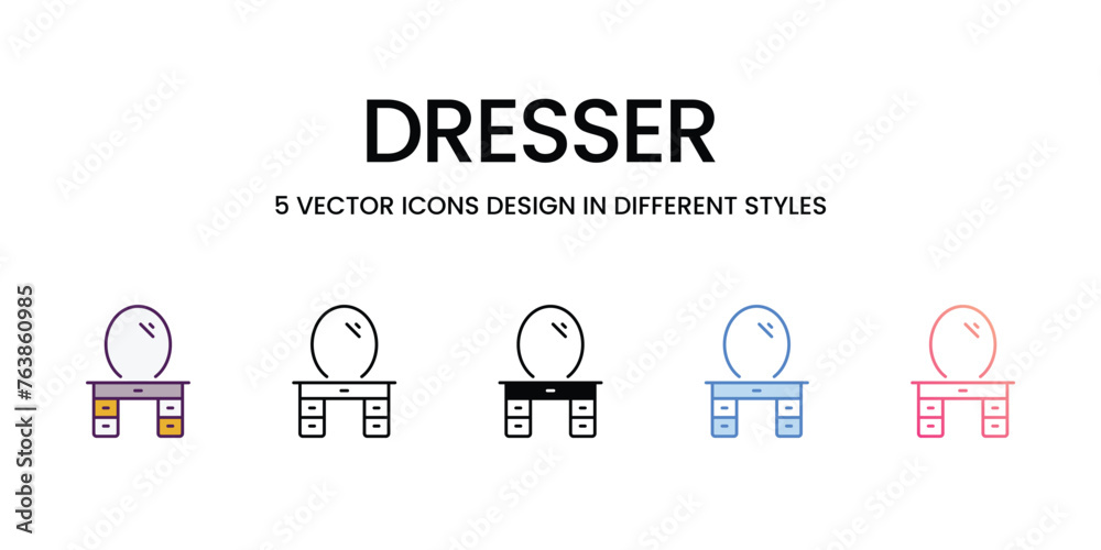 Dresser icons set in different style vector stock illustration Dresser icons set in different style vector stock illustration