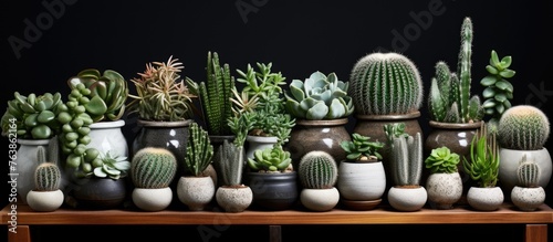 Various types of cactus plants in one pot