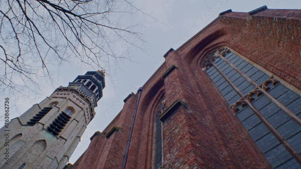 Traditional European Dutch style cathedral chapel tower architecture ...