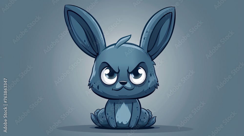 Obraz premium Angry cute cartoon rabbit with big eyes