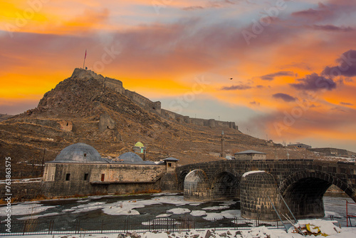 View over the castle of Kars, in Kars, Turkey. Kars is a province in the Northeastern Turkey, close to the Armenian border. photo