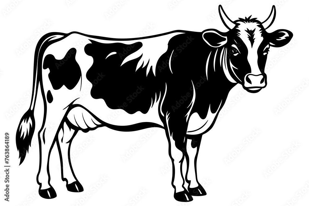 the cow  silhouette  vector and illustration