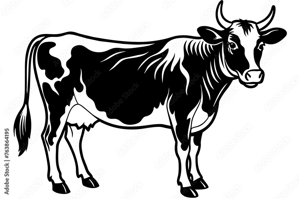 Fototapeta premium the cow silhouette vector and illustration