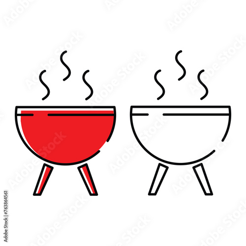 grill icon illustration. white background. camping vector icon.