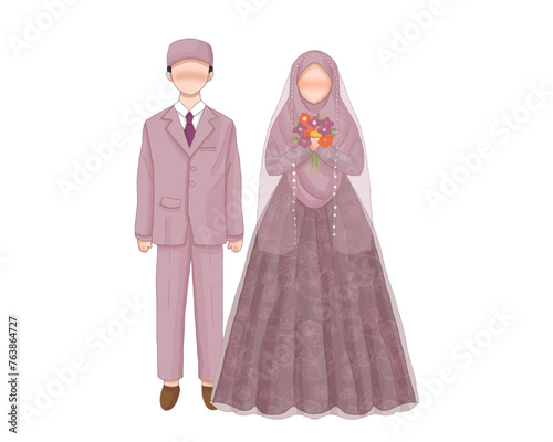Beautiful Muslim Wedding Couple Illustration