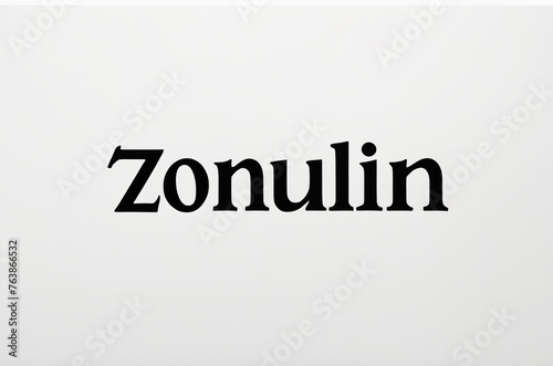 Black text Zonulin on white background photo