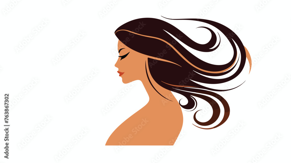 Face half turn view. Elegant silhouette of a female
