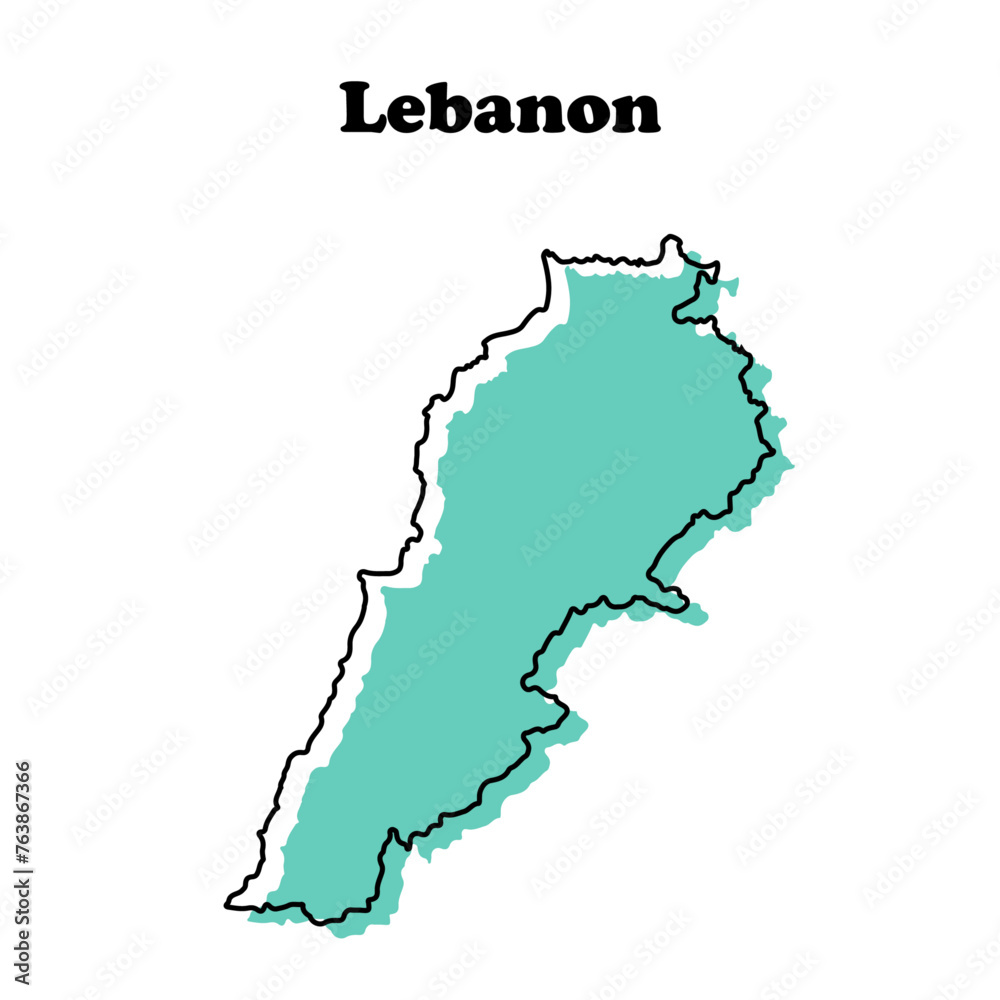 Stylized simple tosca outline map of Lebanon