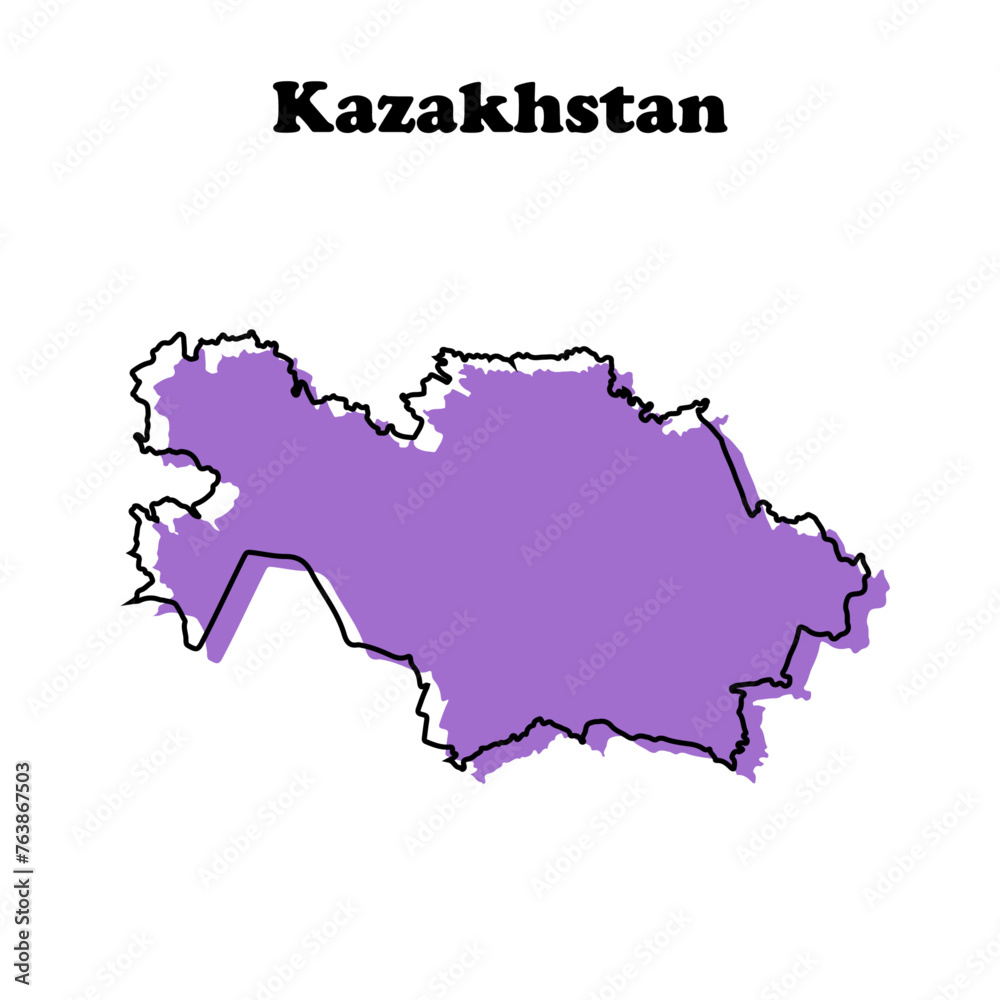 Stylized simple purple outline map of Kazakhstan
