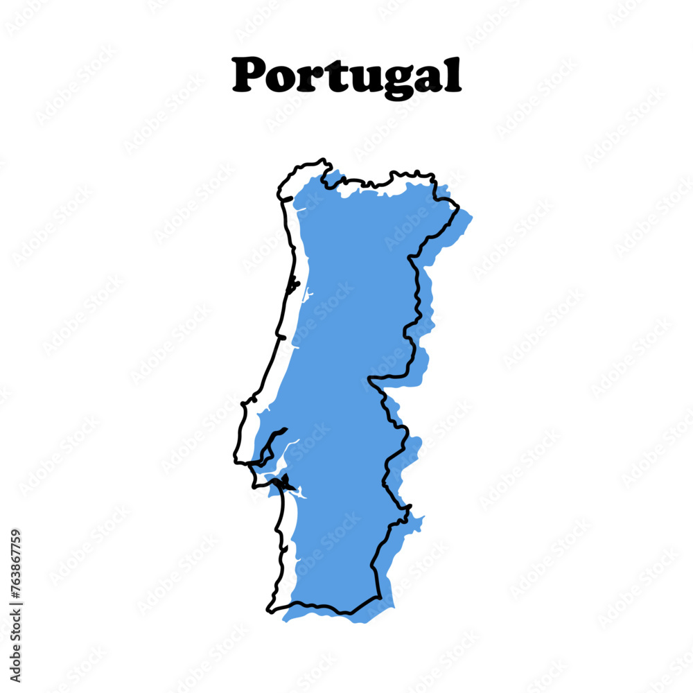 Stylized simple blue outline map of Portugal