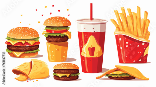 Fast food burger menu vector illustration.