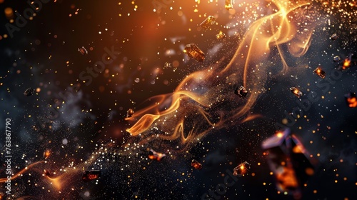 Abstract background with fire and sparks.