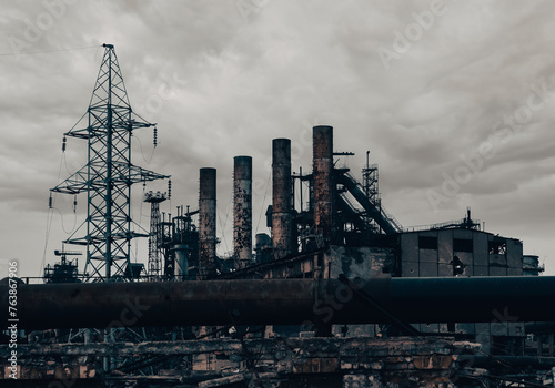 destroyed buildings of the workshop of the Azovstal plant in Mariupol Ukraine