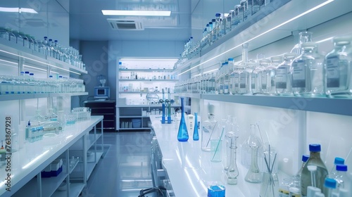 Laboratory glassware in scientific laboratory, science research and development concept photo