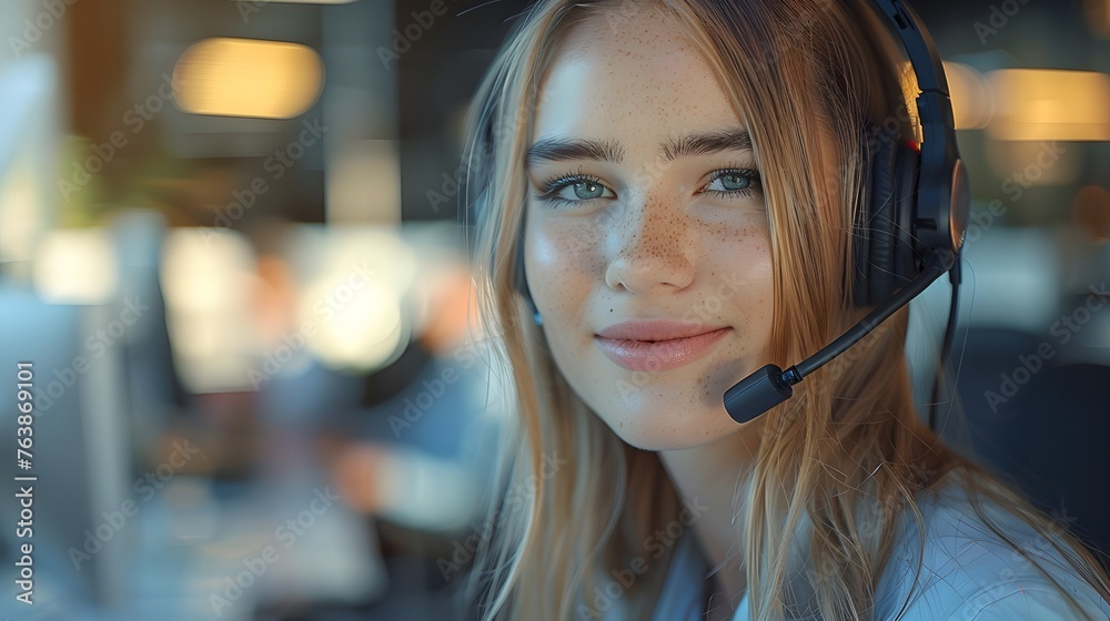 Illustration of call center worker wearing over-ear headphones for company business help desk and telephone assistance concept. Smiling while talking People talking on the phone will feel friendly. Illustration of call center worker wearing over-ear headphones for company business help desk and telephone assistance concept. Smiling while talking People talking on the phone will feel friendly.