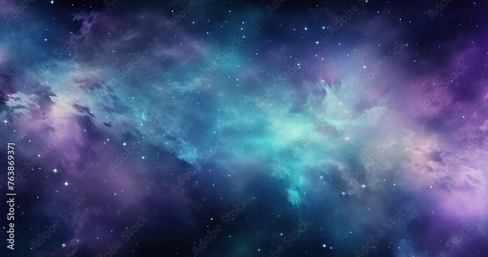 A cosmic background with vibrant stars and galaxies, featuring a dark blue gradient that transitions to purple at the bottom of the canvas. 