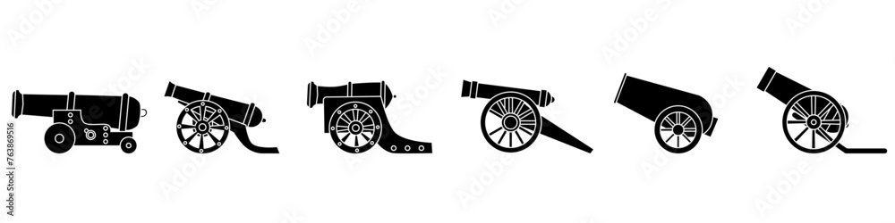 Cannon icon vector set. Artillery illustration sign collction. Weapon symbol or logo.