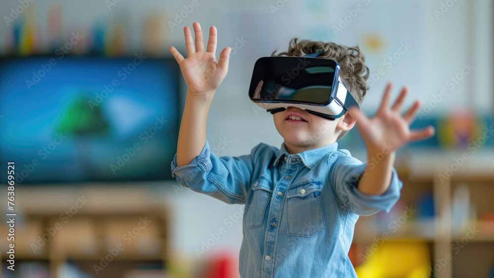 Little Boy Engaging with Virtual Reality: Exploring Modern Technology
Little Boy Engaging with Virtual Reality: Exploring Modern Technology